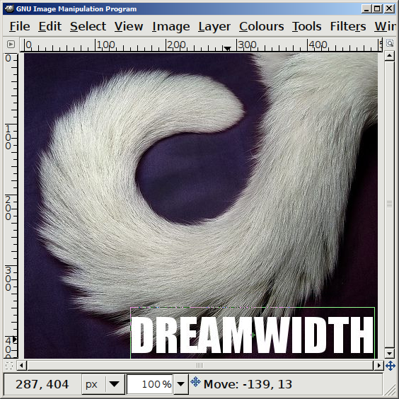 The result of me moving the text into the right position, in the bottom-right.